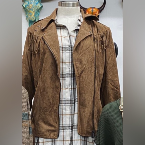 Suede Moto Jacket fringe NWT - Picture 2 of 4